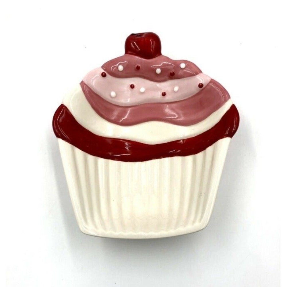 Happy Valentines Day Home Decor Red/Pink/White Ceramic Cupcake Candy Dish